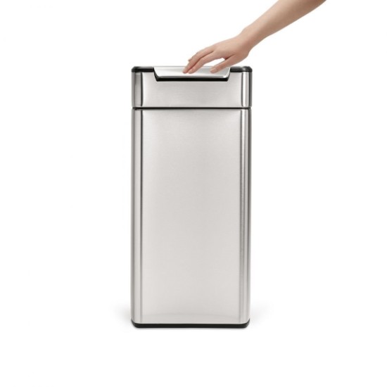 Trash can with touch bar, 30 L, Slim, stainless steel - simplehuman