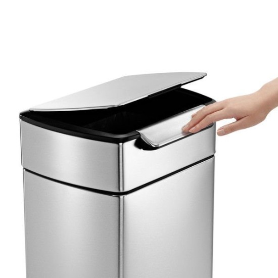 Trash can with touch bar, 30 L, Slim, stainless steel - simplehuman