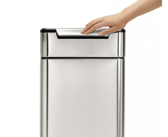 Trash can with touch bar, 30 L, Slim, stainless steel - simplehuman