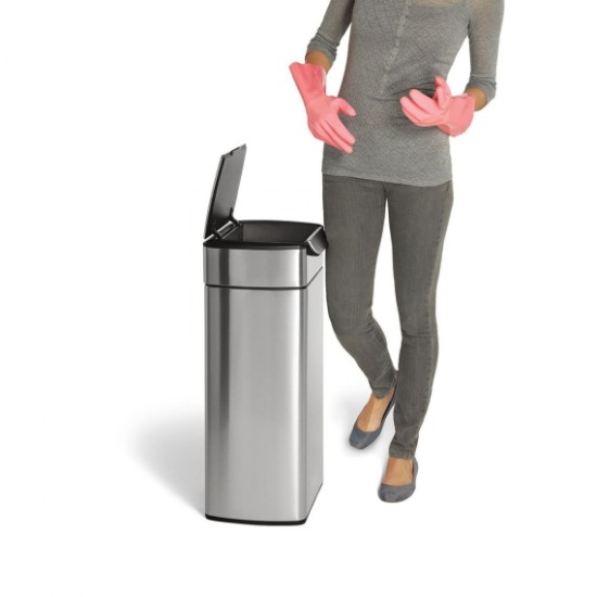 Papelera con barra táctil, 40 L, Slim, acero inoxidable - simplehuman