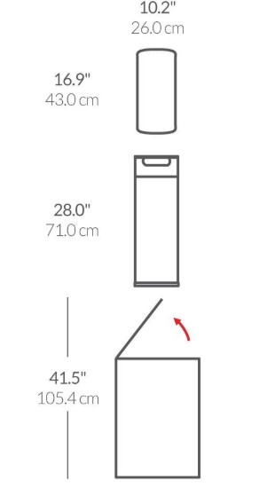 Roskakori kosketuspalkilla, 40 L, ruostumaton teräs, Ohut - simplehuman
