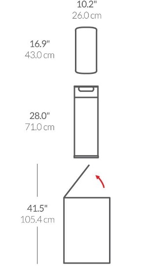 Koš za smeti z barom na dotik, 40 L, nerjaveče jeklo, Slim - simplehuman