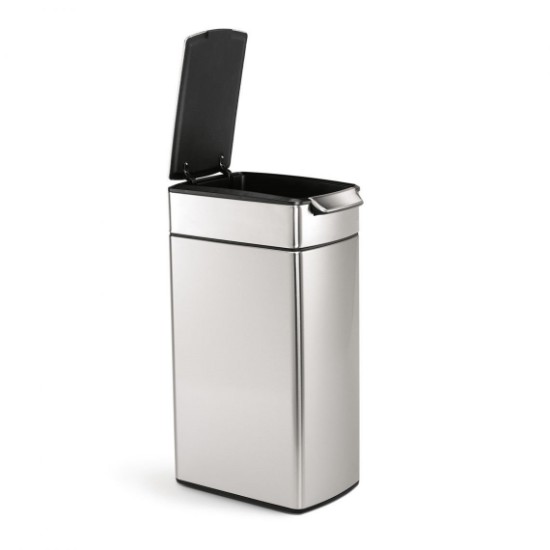 Trash can with touch bar, 40 L, stainless steel, Slim - simplehuman