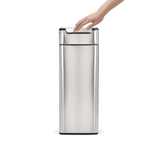 Trash can with touch bar, 40 L, stainless steel, Slim - simplehuman