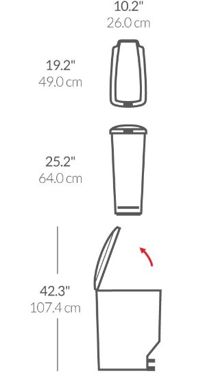 Pedaaliga prügikast, 40 L, plastik, Must – simplehuman