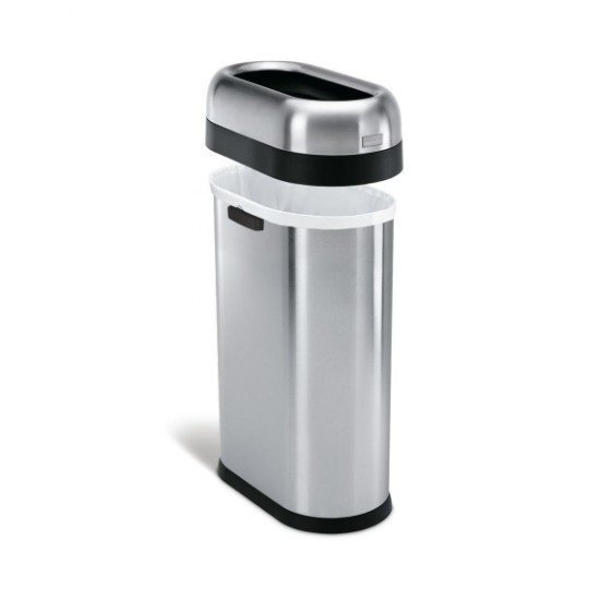 Trash can, no lid, 50 L, stainless steel, Slim - simplehuman
