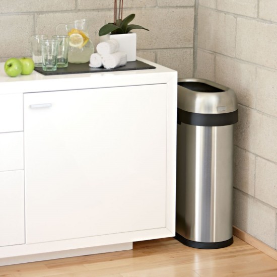 Trash can, no lid, 50 L, stainless steel, Slim - simplehuman