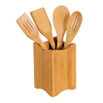 Set of 4 utensils with holder, bamboo - Kesper