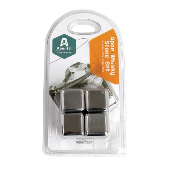 Set of 4 "Aperiti" whiskey cooling cubes, stainless steel - Grunwerg