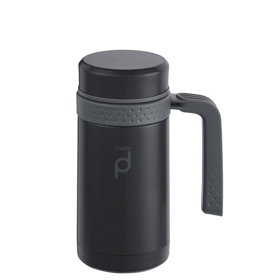 Garrafa de isolante térmica "DrinkPod" feita de aço inoxidável, 0,45 L, Preto - Grunwerg 