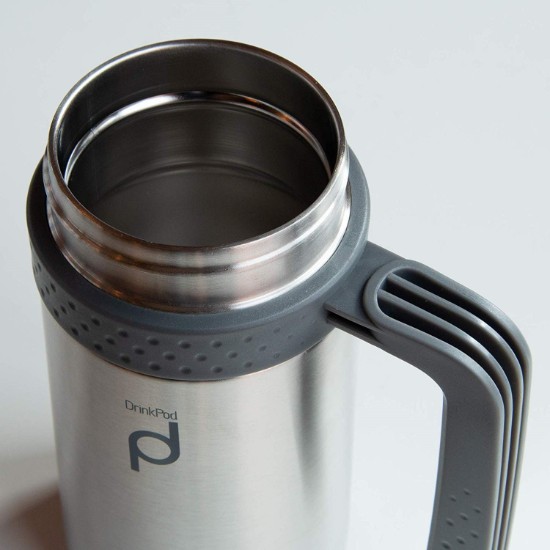 "DrinkPod" thermally insulating bottle made of stainless steel, 0,45 L, Silver colour - Grunwerg 