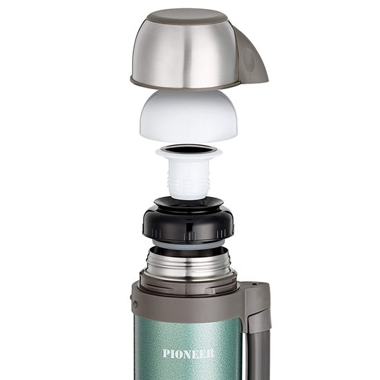 Vacuum thermal insulating bottle, stainless steel, 1.8 L, "Pioneer", Turquoise - Grunwerg