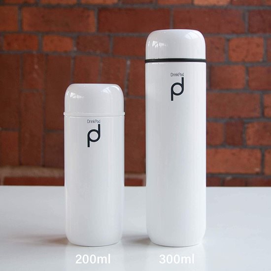 Thermally insulated bottle, stainless steel, 200 ml, "DrinkPod", White - Grunwerg 