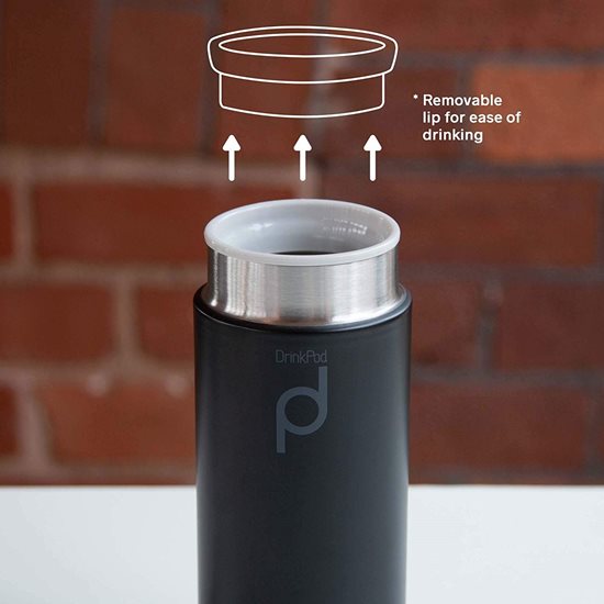 "DrinkPod" stainless steel thermal insulating bottle, 200 ml, Black - Grunwerg