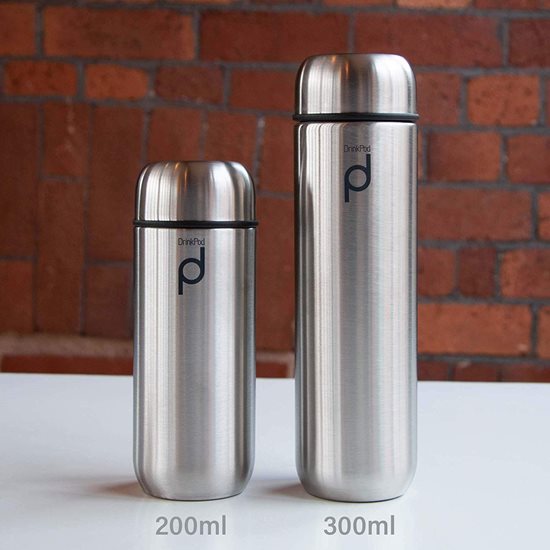 Thermally insulated bottle, stainless steel, 200 ml, "DrinkPod", Matte Silver - Grunwerg 