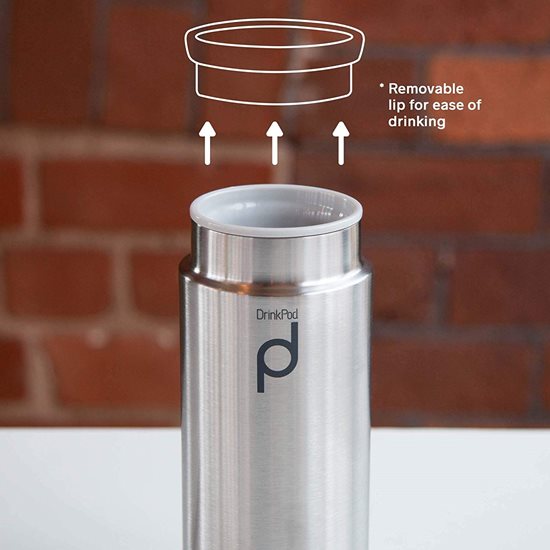 Thermally insulated bottle, stainless steel, 200 ml, "DrinkPod", Matte Silver - Grunwerg 