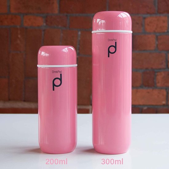 Thermally insulated bottle, 200 ml, stainless steel, "DrinkPod", Pink - Grunwerg