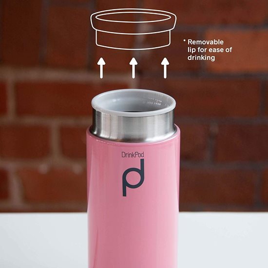 Thermally insulated bottle, 200 ml, stainless steel, "DrinkPod", Pink - Grunwerg