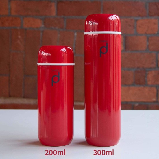 Garrafa de isolante térmica "DrinkPod" feita de aço inoxidável, 300 ml, Vermelho - Grunwerg
