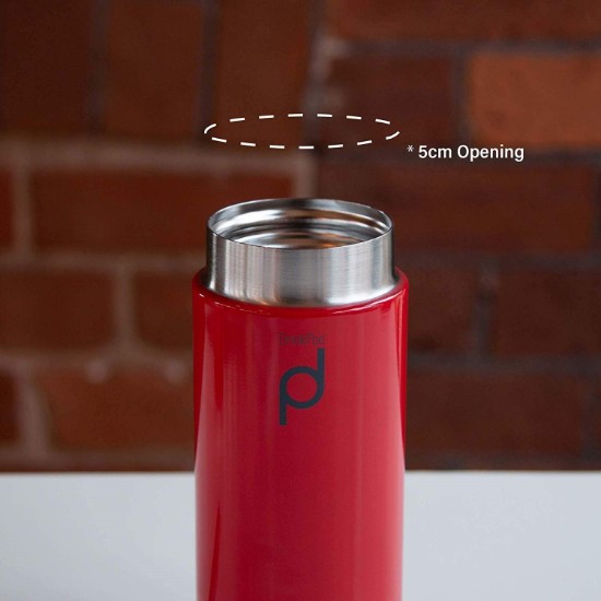 "DrinkPod" thermally insulating bottle made of stainless steel, 300 ml, Red - Grunwerg