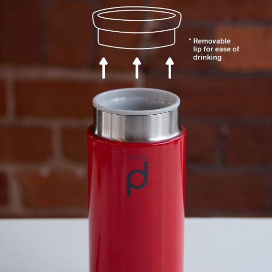 Toplinski izolacijska boca "DrinkPod" izrađena od nehrđajućeg čelika, 300 ml, crvena - Grunwerg