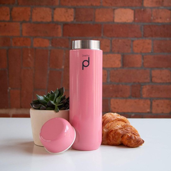 Wärmedämmflasche "DrinkPod" aus Edelstahl, 300 ml, Pink - Grunwerg