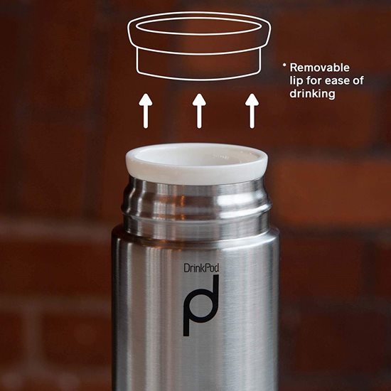 Garrafa de isolação térmica "DrinkPod" feita de aço inoxidável, 350 ml, cor prata - Grunwerg