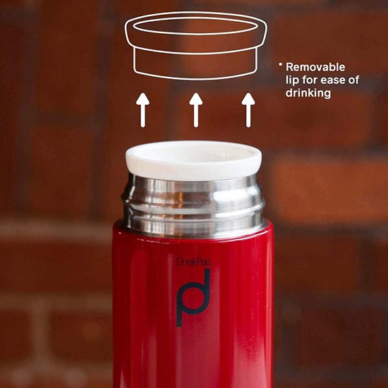 "DrinkPod" termisk isolerende flaske laget av rustfritt stål, 350 ml, Rød - Grunwerg