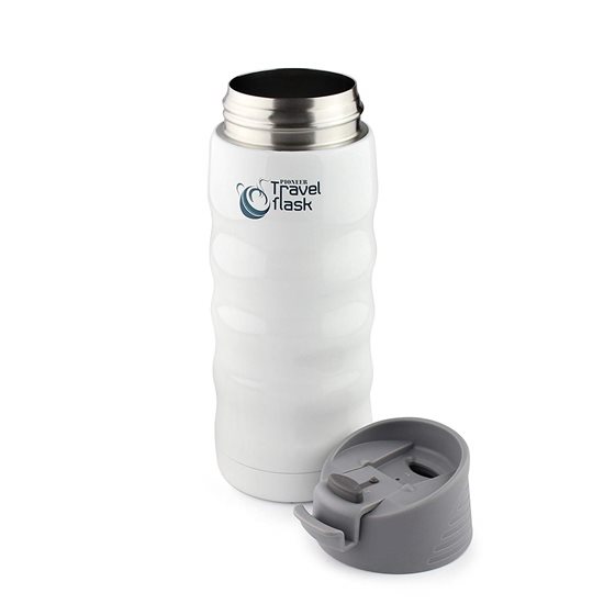 "Pioneer" thermal insulating bottle made of stainless steel, 350 ml, White - Grunwerg 