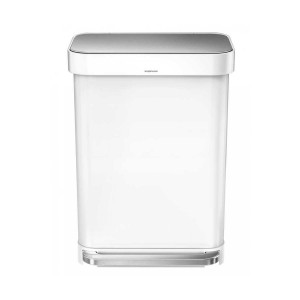 Trash can with pedal, 55 L, stainless steel, White - simplehuman