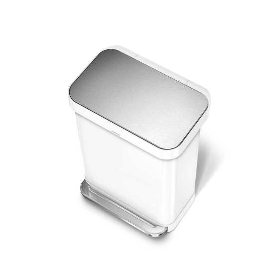 Poubelle à pédale, 55 L, inox, Blanc - simplehuman