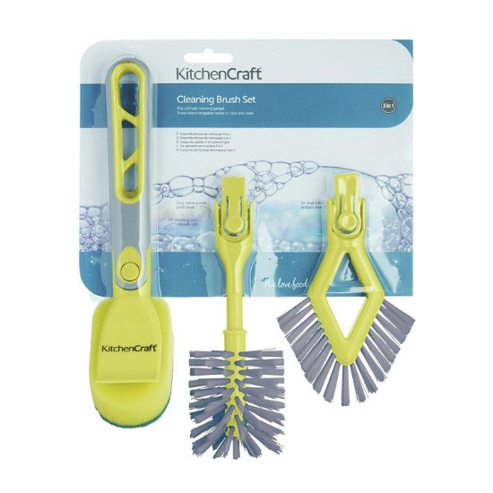 Brush for dish cleaning, 3-in-1, 30 cm - by Kitchen Craft