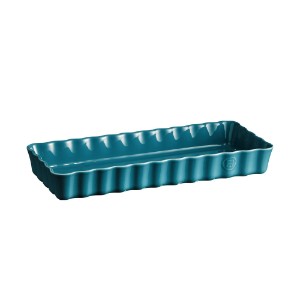 Ceramic baking dish for tarts, 36 x 15 cm/1.3 l, <<Mediterranean Blue>> - Emile Henry