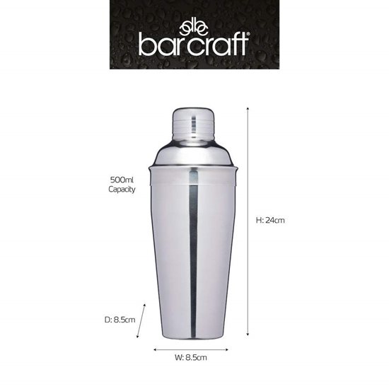 Nerūsējošā tērauda kokteiļu šeikeris 500 ml "BarCraft" - Kitchen Craft