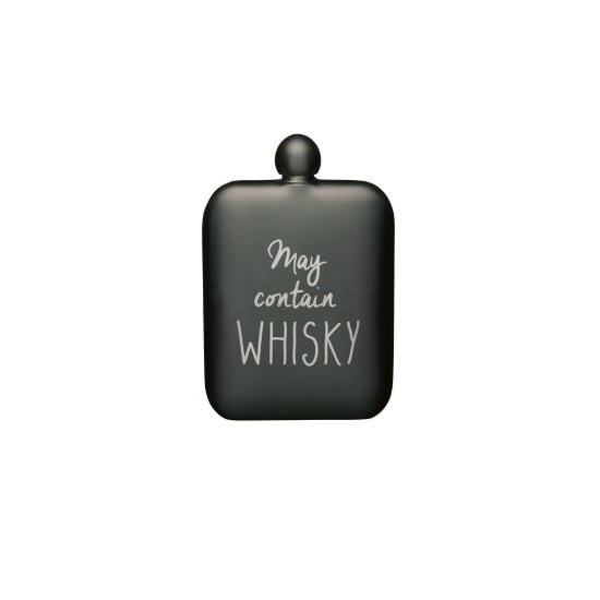 “May contain Whiskey” inscribed bottle, stainless steel, 175 ml - BarCraft