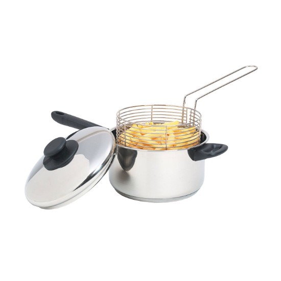 Saucepan-fryer b'għatu u qoffa għall-qali, 20 cm, stainless steel - minn Kitchen Craft