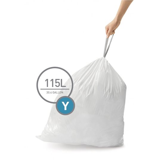 Sacos de lixo, código Y, 115 L / 200 unid., plástico - simplehuman