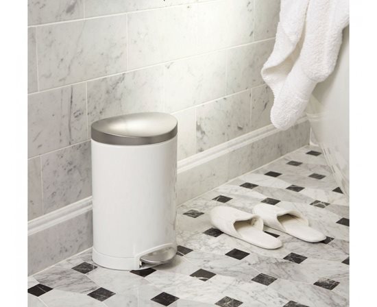 Trash can with pedal, 6 L, stainless steel, White - simplehuman