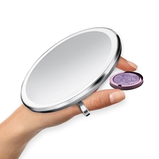 Pocket makeup mirror, with sensor, 10.4 cm, Silver - "simplehuman" brand