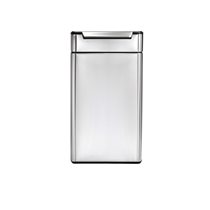 Slim trash can, with upper pedal, 40 L, stainless steel - "simplehuman" brand