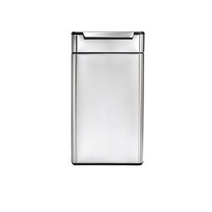 Slim trash can, with upper pedal, 40 L, stainless steel - "simplehuman" brand