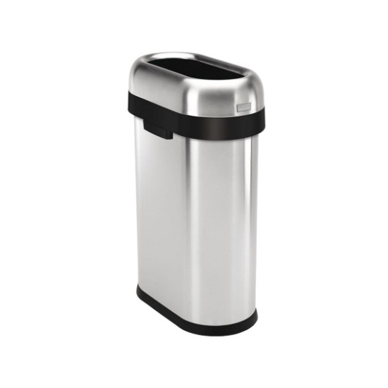 Trash can, no lid, 50 L, stainless steel, Slim - simplehuman