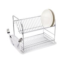 Two-tier dish drying rack with cutlery holder, 44 x 26 x 35 cm - Tekno-tel