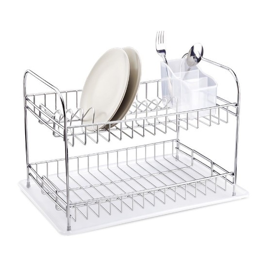 Égouttoir à vaisselle à étages avec porte-couverts, acier, 47 × 32 × 31 cm - Tekno-tel