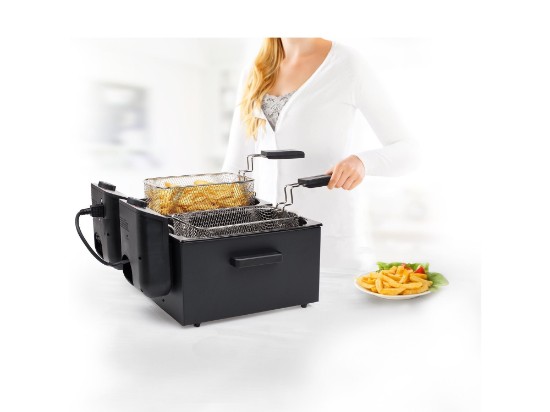 2-compartment fryer, 6 l, 2 x 1800 W, black colour - Princess brand