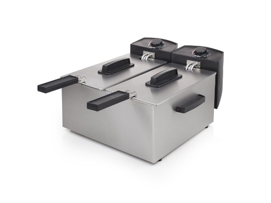 2-compartment fryer, 6 l, 2x1800 W, silver - Princess