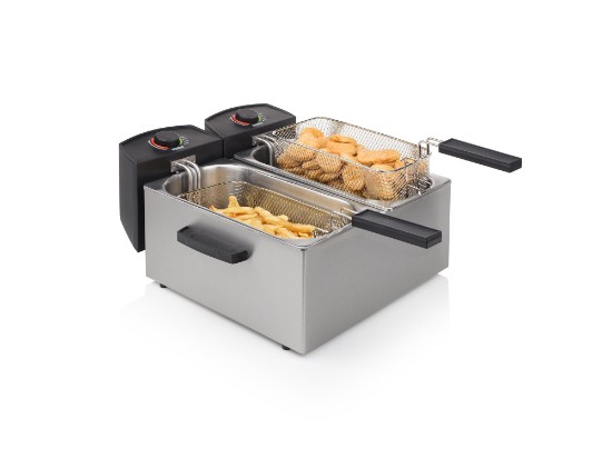 2-compartment fryer, 6 l, 2x1800 W, silver - Princess