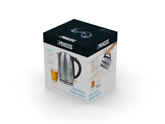 Electric kettle, 1.7 L, 2200 W, stainless steel - Princess brand