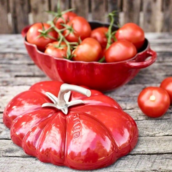 Pomidorų formos Cocotte virimo puodas, ketaus, 25 cm/2,9L, Vyšnia - Staub 