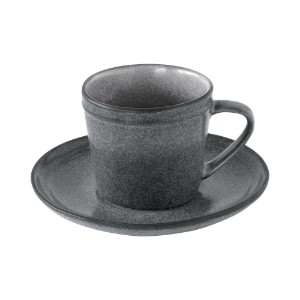 "Essential" tea cup with saucer, 225 ml, Grey - Nuova R2S